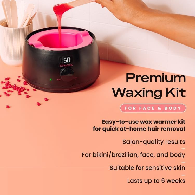 KoluaWax Premium Waxing Kit for Women - Beginner Friendly - Complete Wax Kit that includes 14oz of Wax Beads, Applicator, Pre and Post Care, Suitable for Sensitive Skin (Black) - Image 2